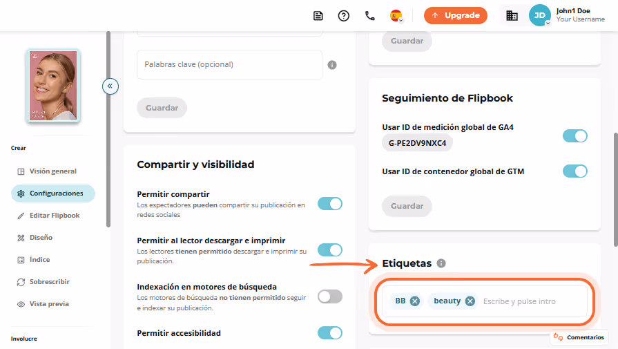 Configurações de compartilhamento e visibilidade expandidas, com alternância do Newsflash ativada e Configurações de compartilhamento e visibilidade expandidas, com alternância do Newsflash ativada e
