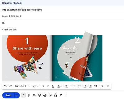 Paperturn flipbook embedded into an email