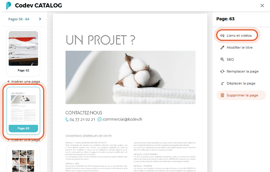 Éditeur avec la page mise en évidence et le bouton Liens et vidéos Éditeur avec la page mise en évidence et le bouton Liens et vidéos