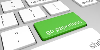 Keyboard with a “go paperless” tab