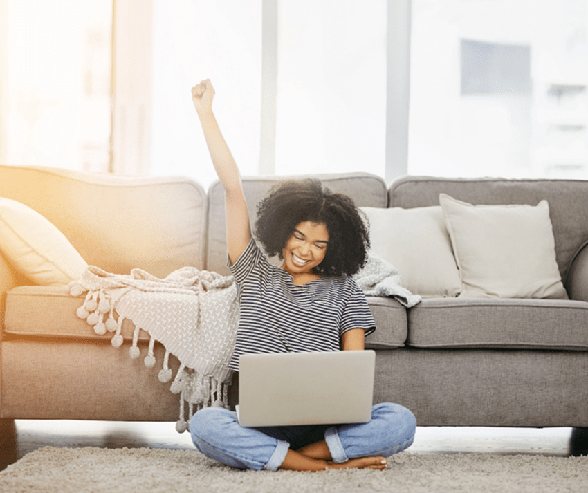 Woman working on a laptop