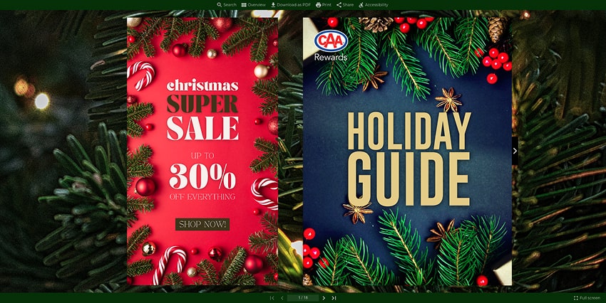 Example of a Holiday Guide and a Christmas sale advertising