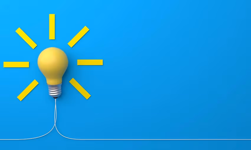 Yellow lamp in a blue background representing a new idea Yellow lamp in a blue background representing a new idea