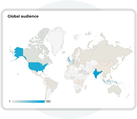 World map showing global audience distribution and readership analytics for digital publications cre World map showing global audience distribution and readership analytics for digital publications cre