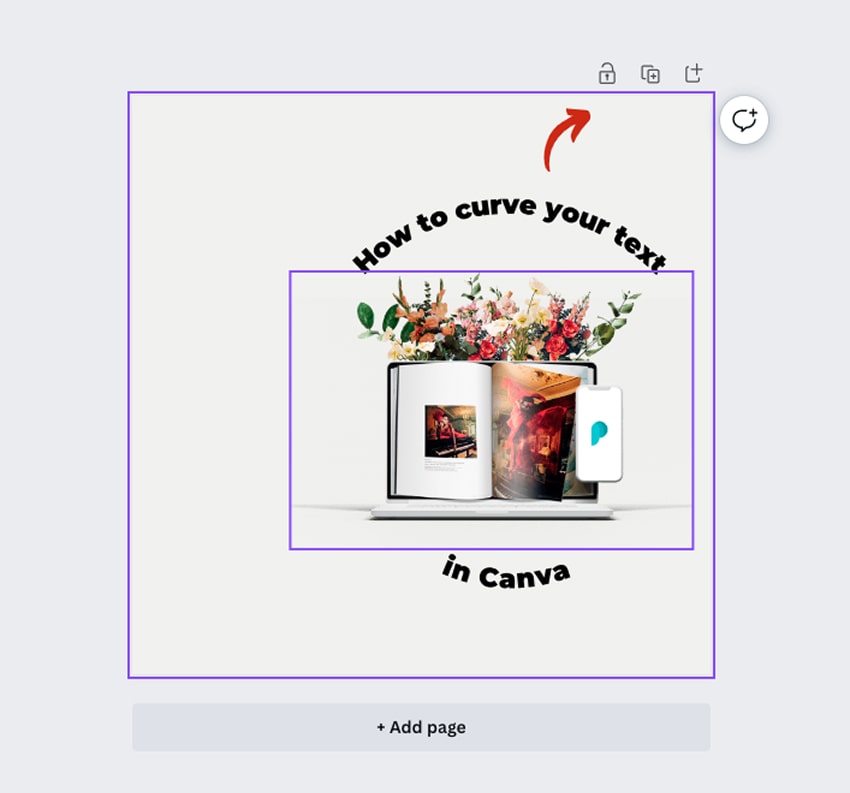 Screenshot of grouping elements in Canva
