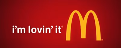 McDonald’s Logo with “I’m lovin’ it” written beside it.