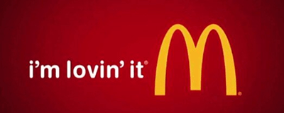 McDonald’s Logo with “I’m lovin’ it” written beside it.