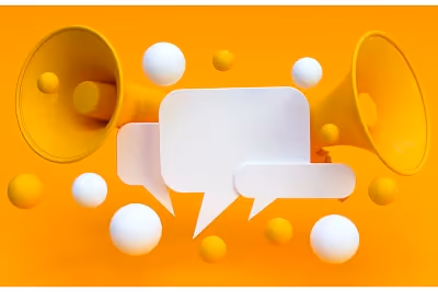 2 speakers and speech bubbles 2 speakers and speech bubbles