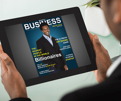 Reading an online magazine on an iPad