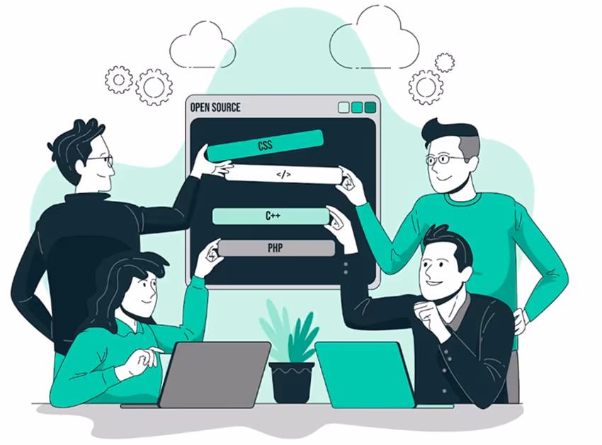 Open source concept illustration Open source concept illustration