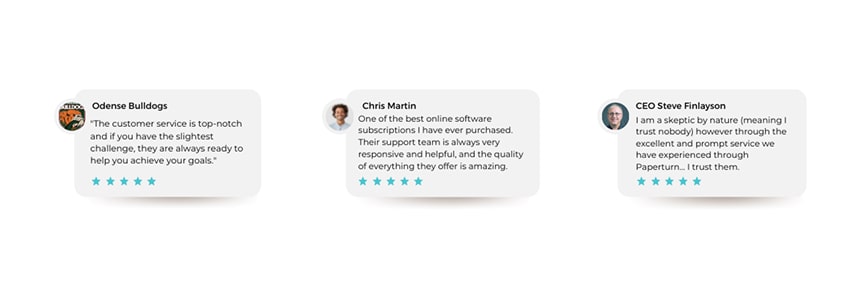 Paperturn’s 5 star reviews