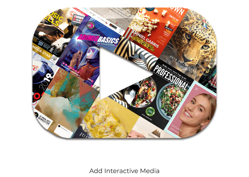 Flipbooks overlaying a play icon