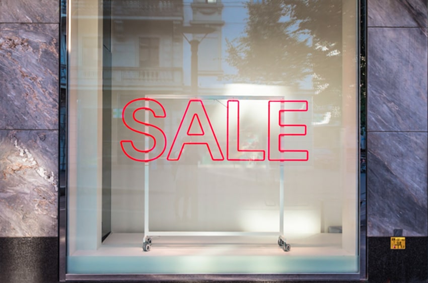 Sale sign in window