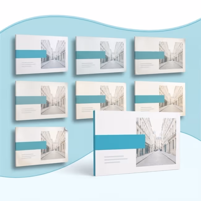 A wall of faded, near-identical deck covers with one bright, sharp current cover standing in front of them on a pale teal panel. A wall of faded, near-identical deck covers with one bright, sharp current cover standing in front of them on a pale teal panel.