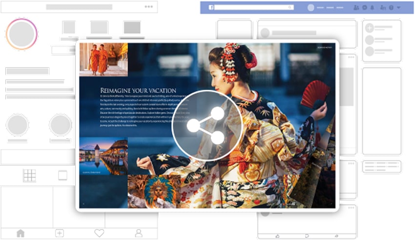 A flipbook can be easily shared on social media like Instagram or Facebook.