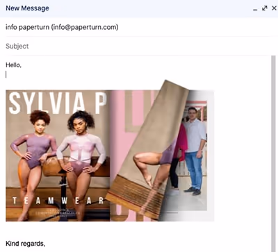 Screenshot of an email with an embedded flipbook in the message