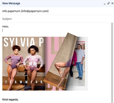 Screenshot of an email with an embedded flipbook in the message