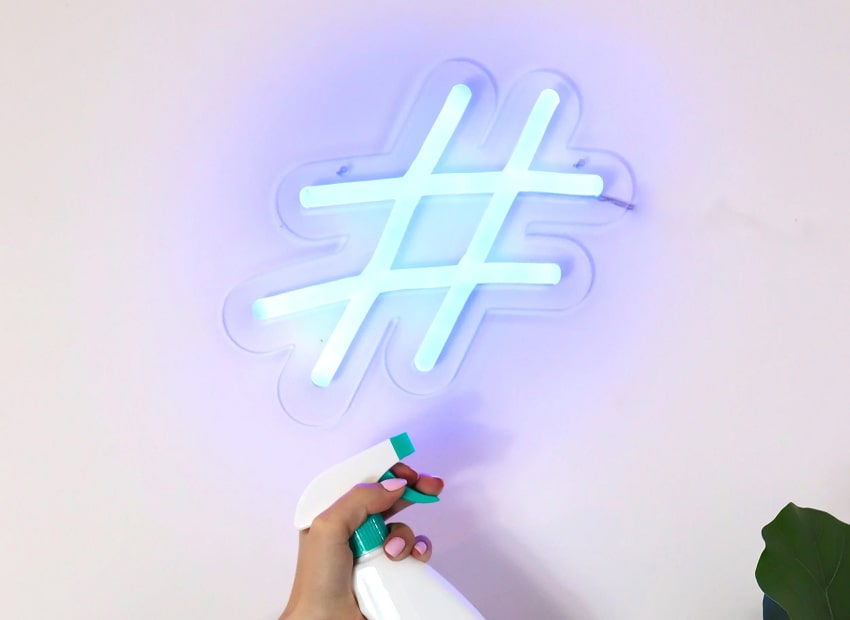 Hashtag sign on a wall
