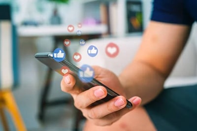 Social media marketing on phone