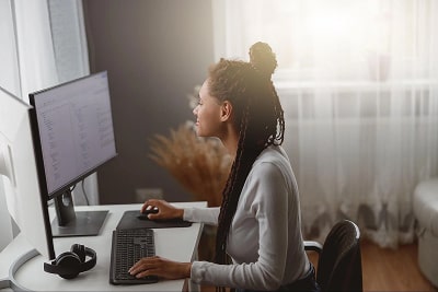Woman using a computer