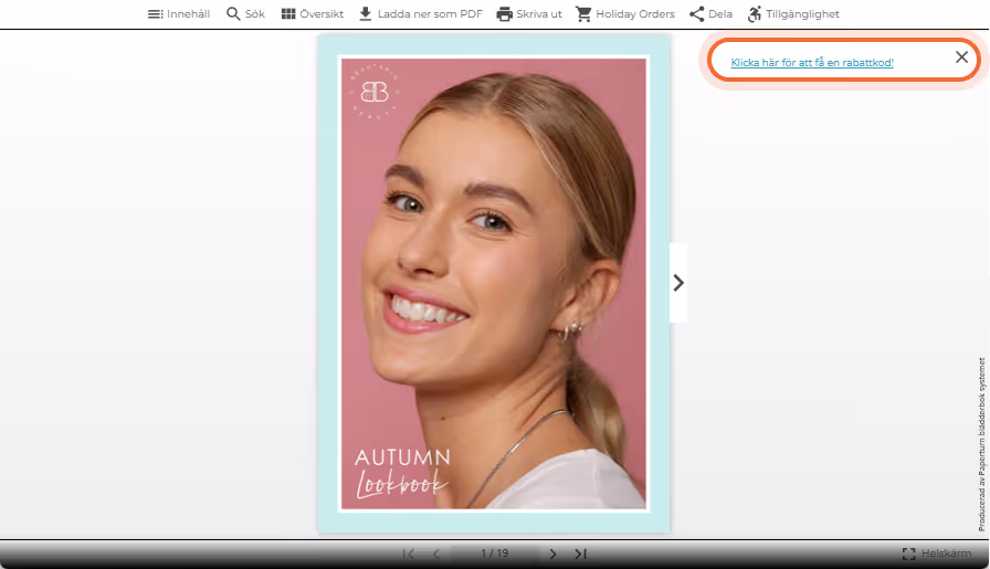 Nyhetsmeddelandet visas i det övre högra hörnet av den live blädderboken.