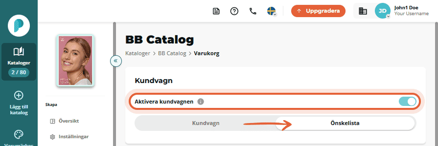 Förhandsvisning av önskelista med formulär för att skicka till en vän.