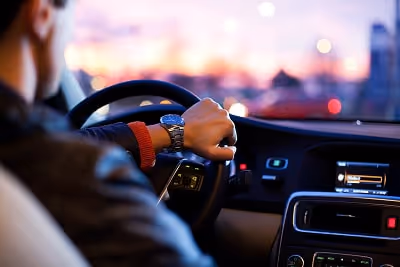 Test driving a car (touch marketing)