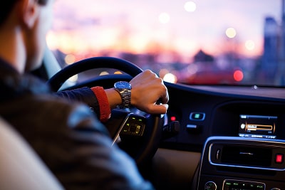Test driving a car (touch marketing)