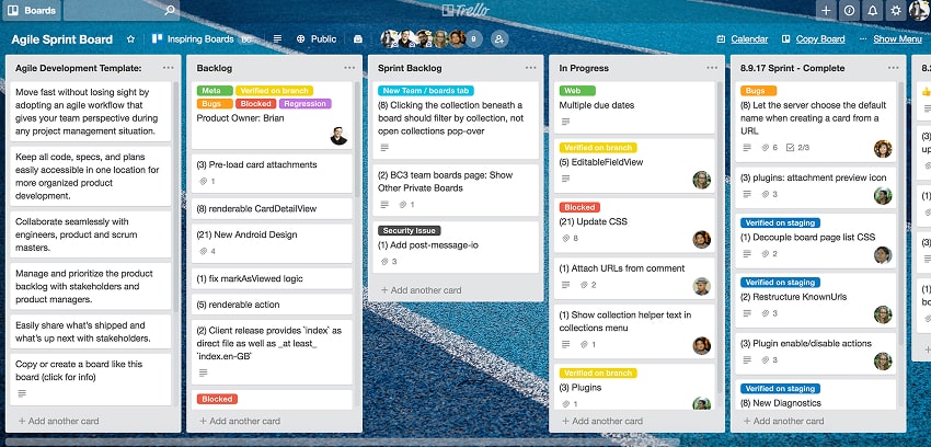 Trello dashboard