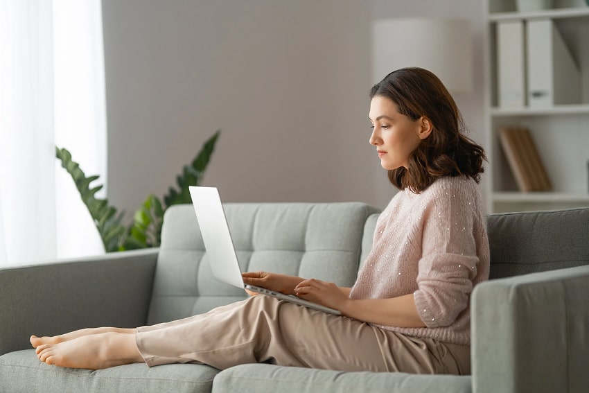 Woman using laptop