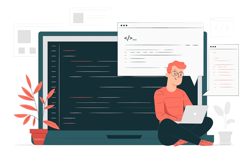 Code typing concept illustration