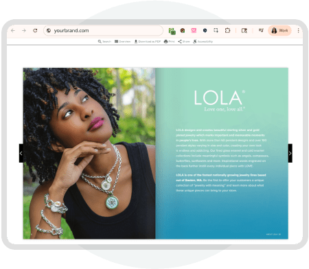 Branded digital catalog displayed under a custom domain showcasing Paperturn’s white-label digital p Branded digital catalog displayed under a custom domain showcasing Paperturn’s white-label digital p