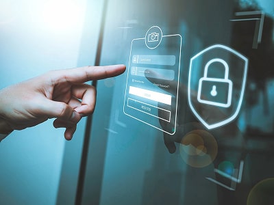 Person logging in using a secure system