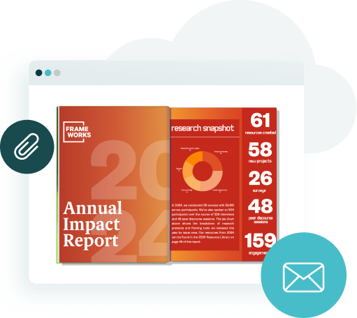 Digital annual report on a laptop with email and attachment icons — representing how Paperturn helps