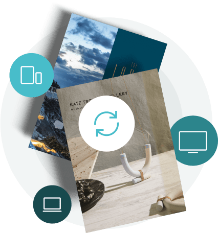 Stack of digital policy documents with a sync icon — showing how Paperturn lets government teams upd