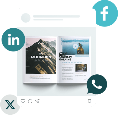 Digital government publication with social media icons — illustrating how Paperturn enables agencies