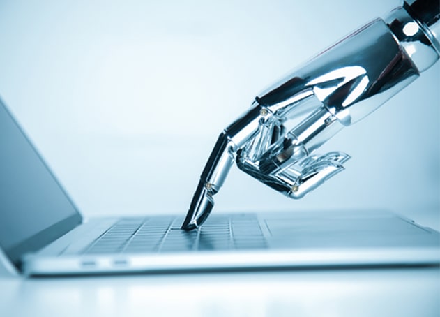 Robot typing on keyboard