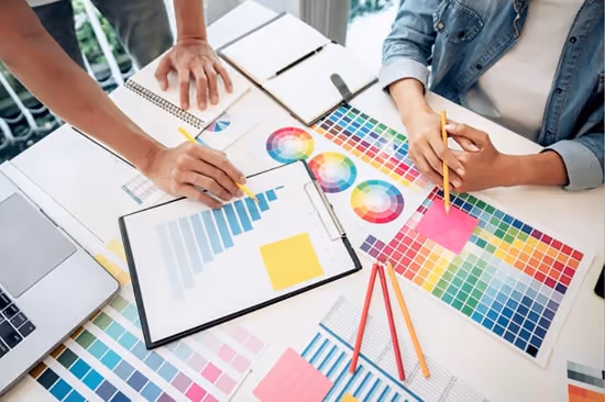People brainstorming brand colors People brainstorming brand colors