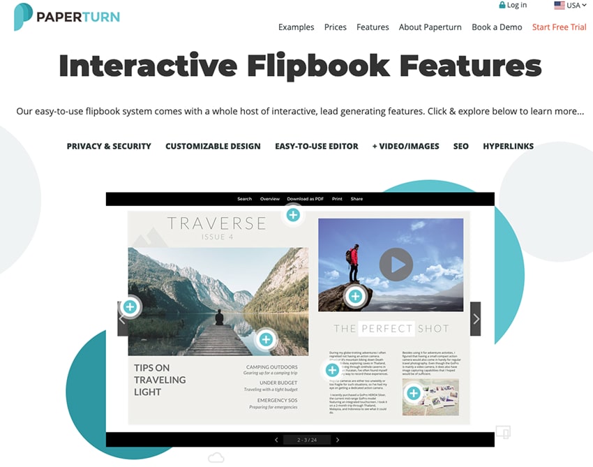 This picture visualises an interactive landing page. It is interactive through buttons that can be c