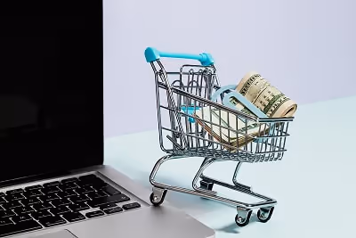 Shopping cart with money