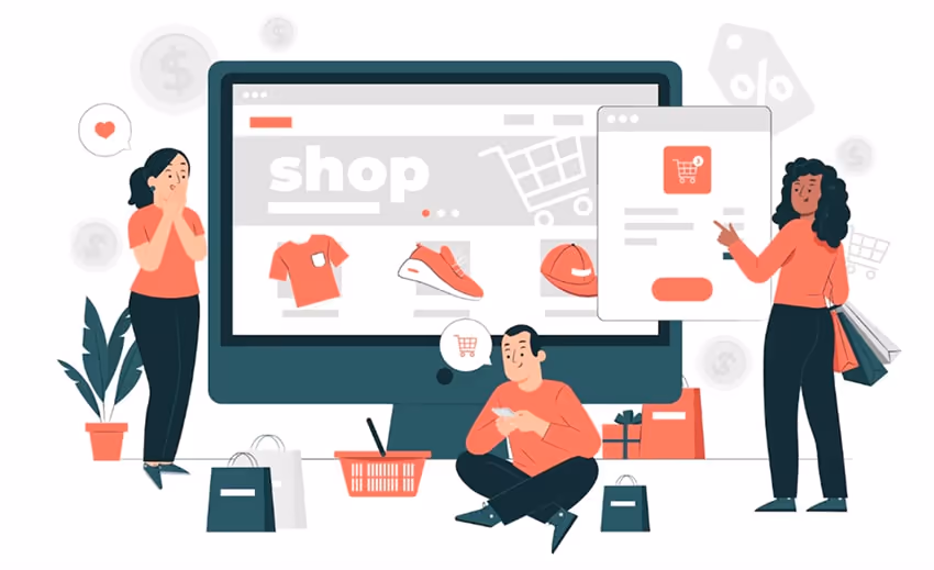 Ecommerce web page concept illustration Ecommerce web page concept illustration