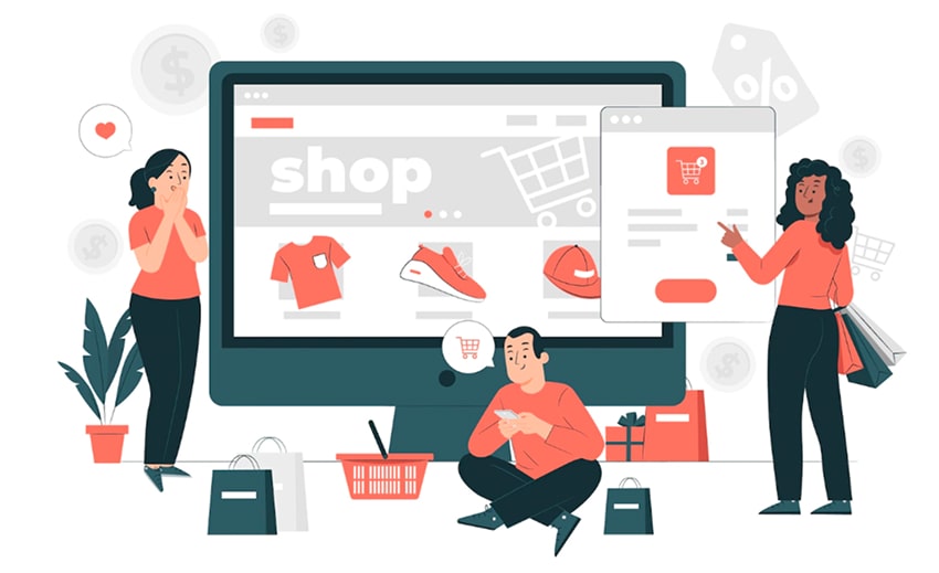 Ecommerce web page concept illustration