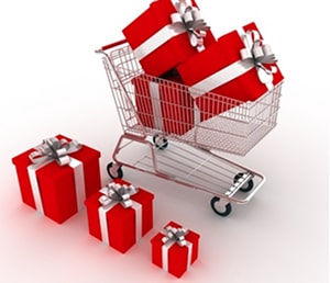 Gifts in a shopping cart