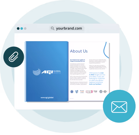 Publication numérique en marque blanche avec domaine personnalisé et design de marque, créée à l’aide de l’image de marque de Paperturn…