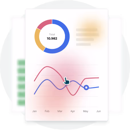 Tableau de bord accessible avec diagramme en anneau et courbe mensuelle dans Paperturn