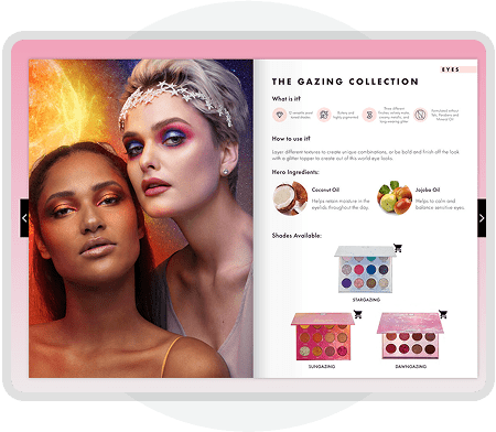 Interactive digital product catalog showcasing automated product links and rich media features using Interactive digital product catalog showcasing automated product links and rich media features using