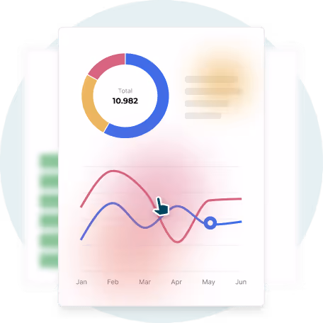 Tableau de bord d’analyses Paperturn avec diagramme en anneau et courbe mensuelle montrant l’engagement des lecteurs et les vues par page
